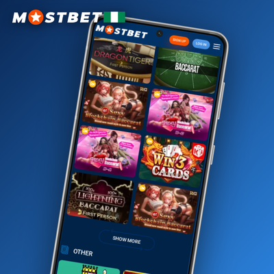 Mostbet apps live casino tile showing a blackjack table with cards and chips in red felt