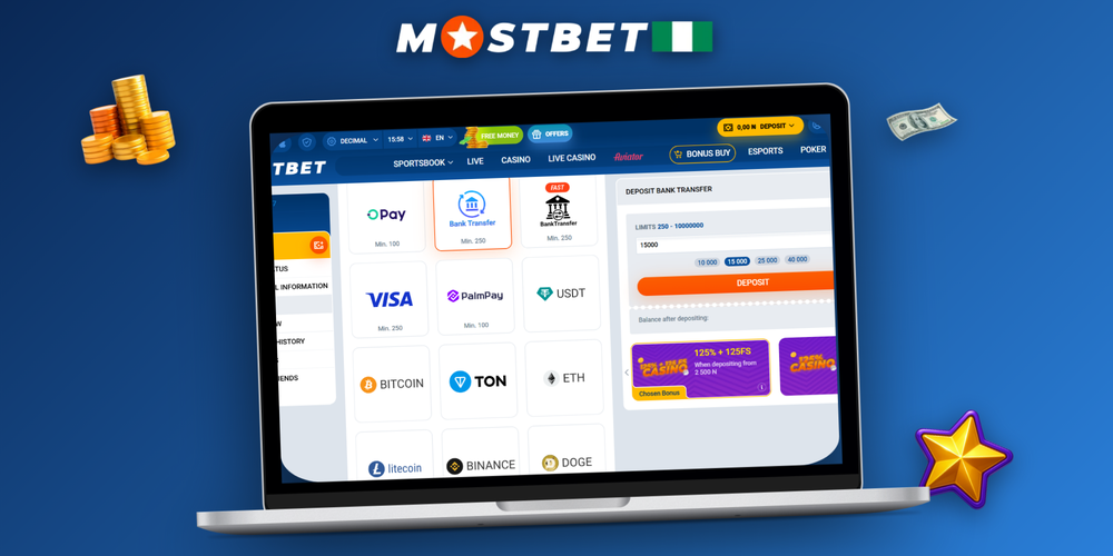 Mostbet deposit methods including OPay, Moniepoint, cards and crypto on cashier page