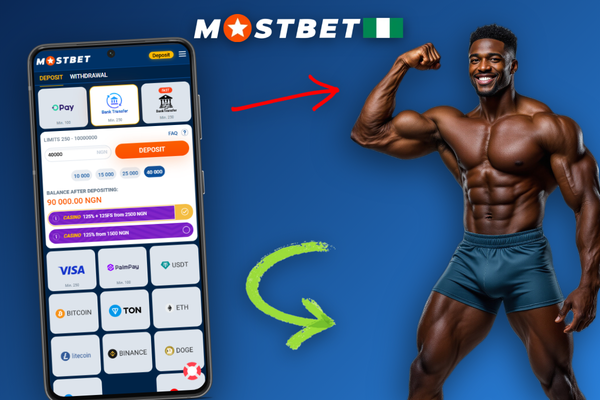 Mostbet account balance displayed in NGN with icons for cards, wallets and crypto