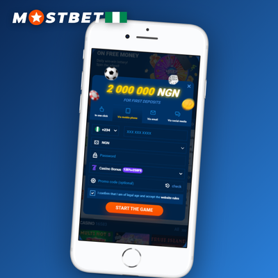 One-click Mostbet register online button icon for instant NGN account creation